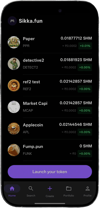 Sikka.fun app on iPhone